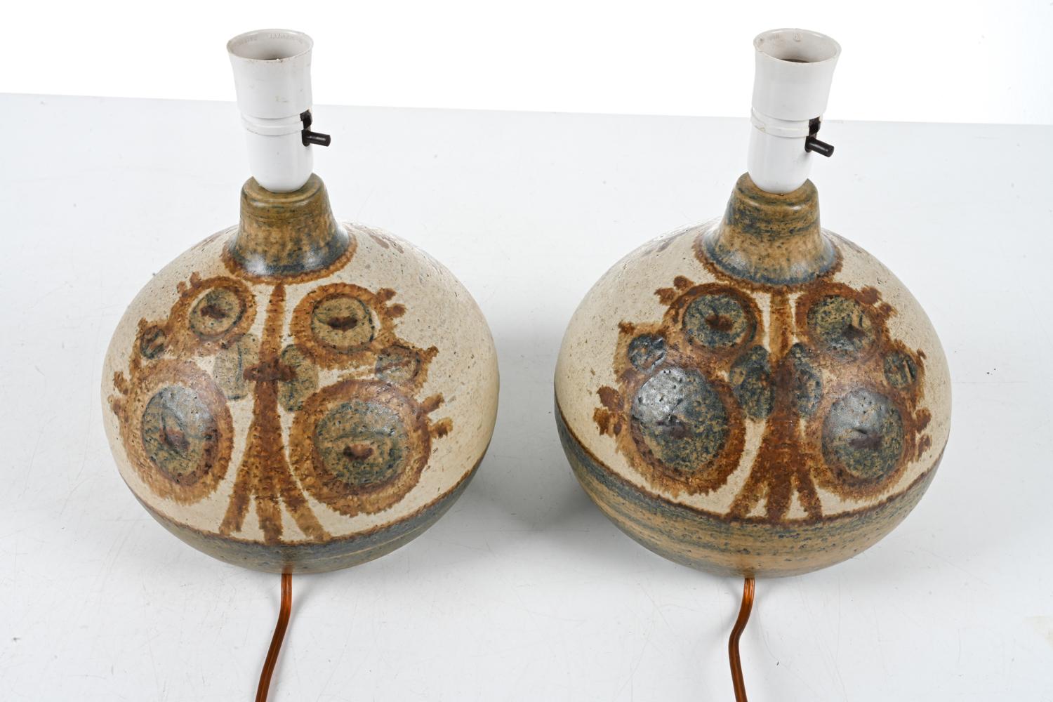 Pair of 1960s Ceramic Table Lamps by Noomi Backhausen for Soholm Denmark For Sale 1