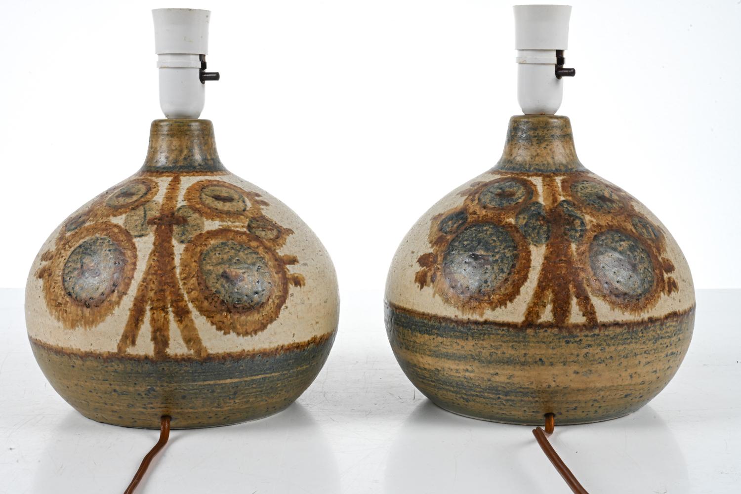 Pair of 1960s Ceramic Table Lamps by Noomi Backhausen for Soholm Denmark For Sale 2