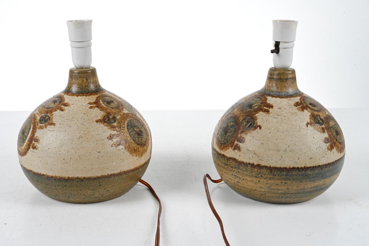 Pair of 1960s Ceramic Table Lamps by Noomi Backhausen for Soholm Denmark For Sale 3