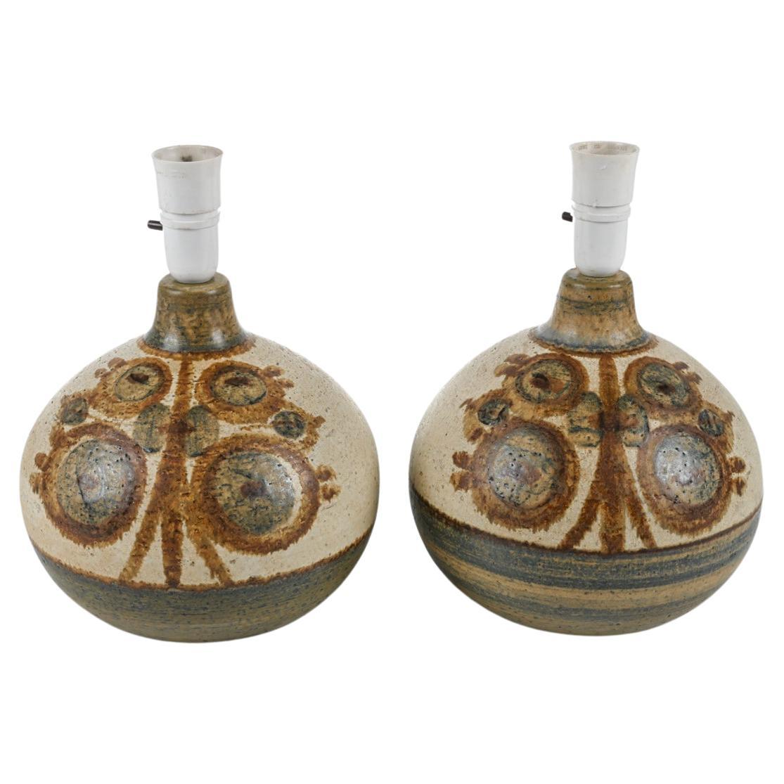 Pair of 1960s Ceramic Table Lamps by Noomi Backhausen for Soholm Denmark