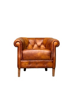 Pair of 1960s Chesterfield-Style Leather Armchairs with Button-Tufted Backrests