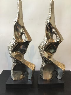 Pair of 1960s Chrome Brutalist Lamps by Richard Barr for Laurel