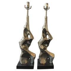 Pair of 1960s Chrome Brutalist Lamps by Richard Barr for Laurel