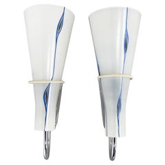 Retro Pair of 1960s Chrome & Glass Wall Lamps by Zukov, 2 Pairs Available