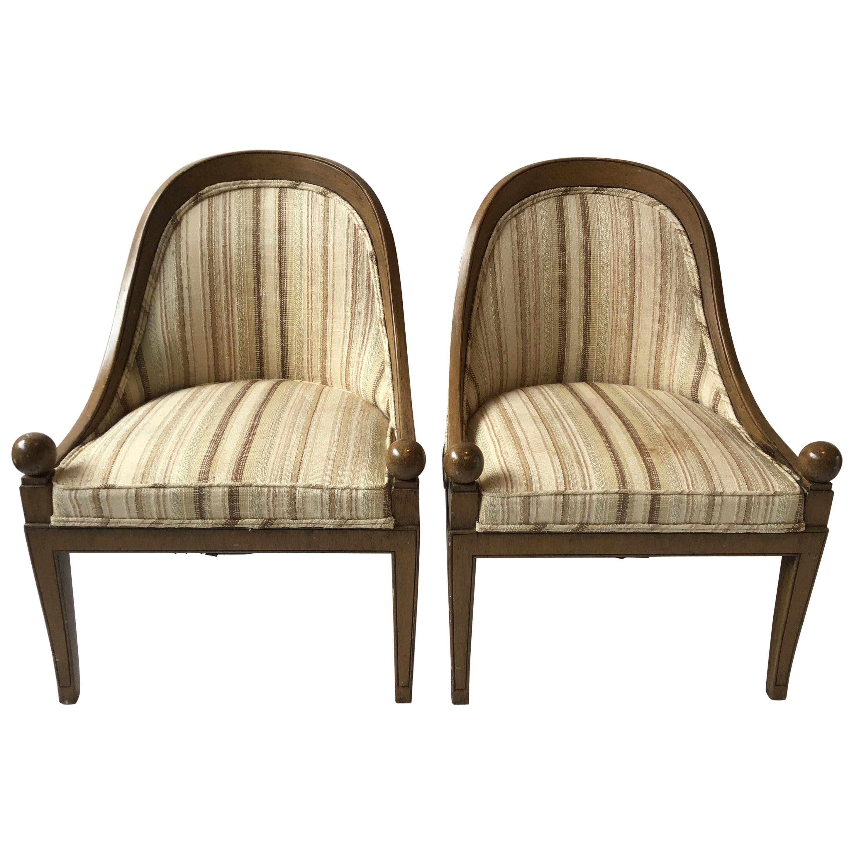 Pair of 1960s Classical Spoon Back Chairs For Sale