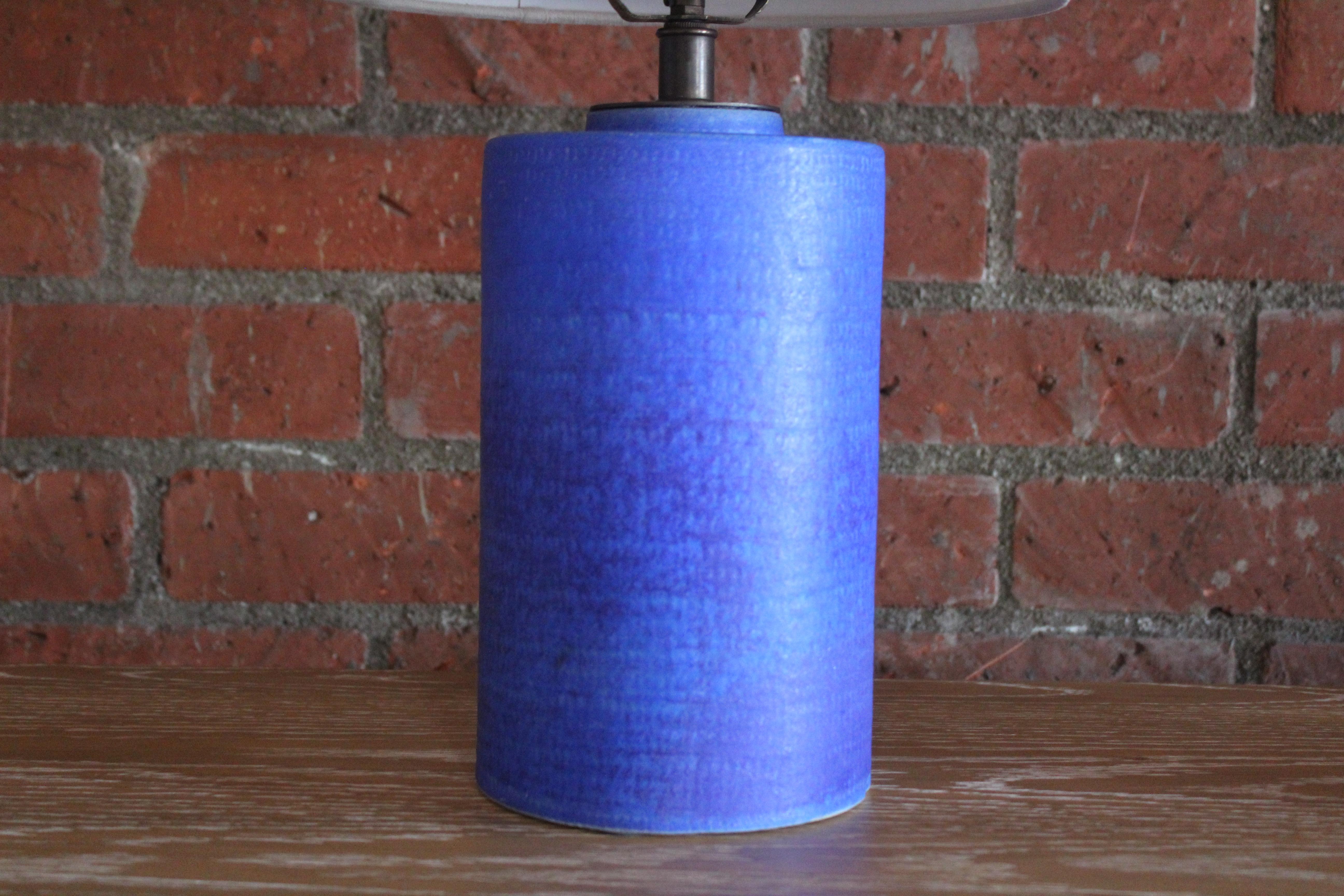 Mid-20th Century Pair of 1960s Cobalt Blue Ceramic Lamps