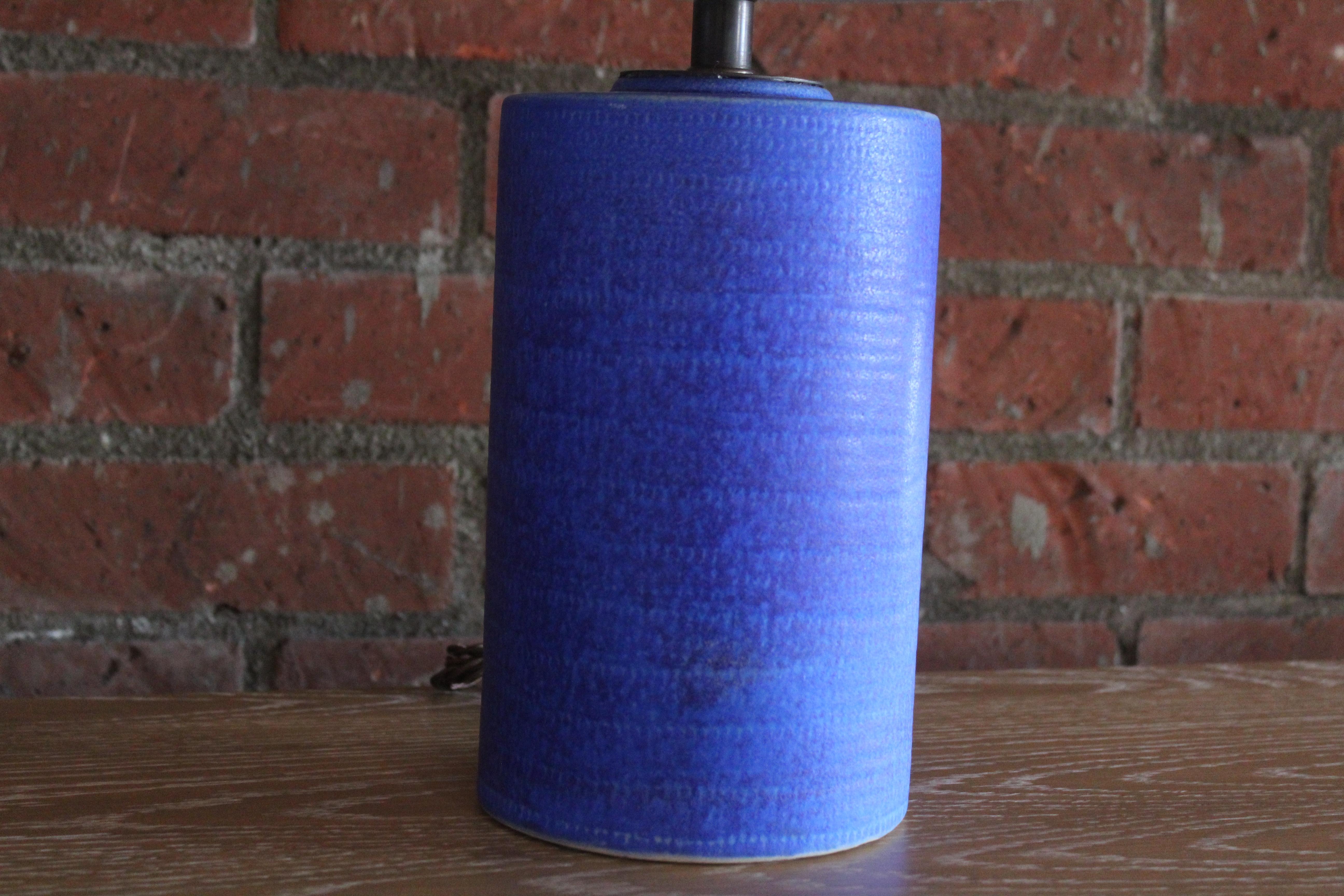 Pair of 1960s Cobalt Blue Ceramic Lamps 1