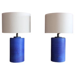 Pair of 1960s Cobalt Blue Ceramic Lamps