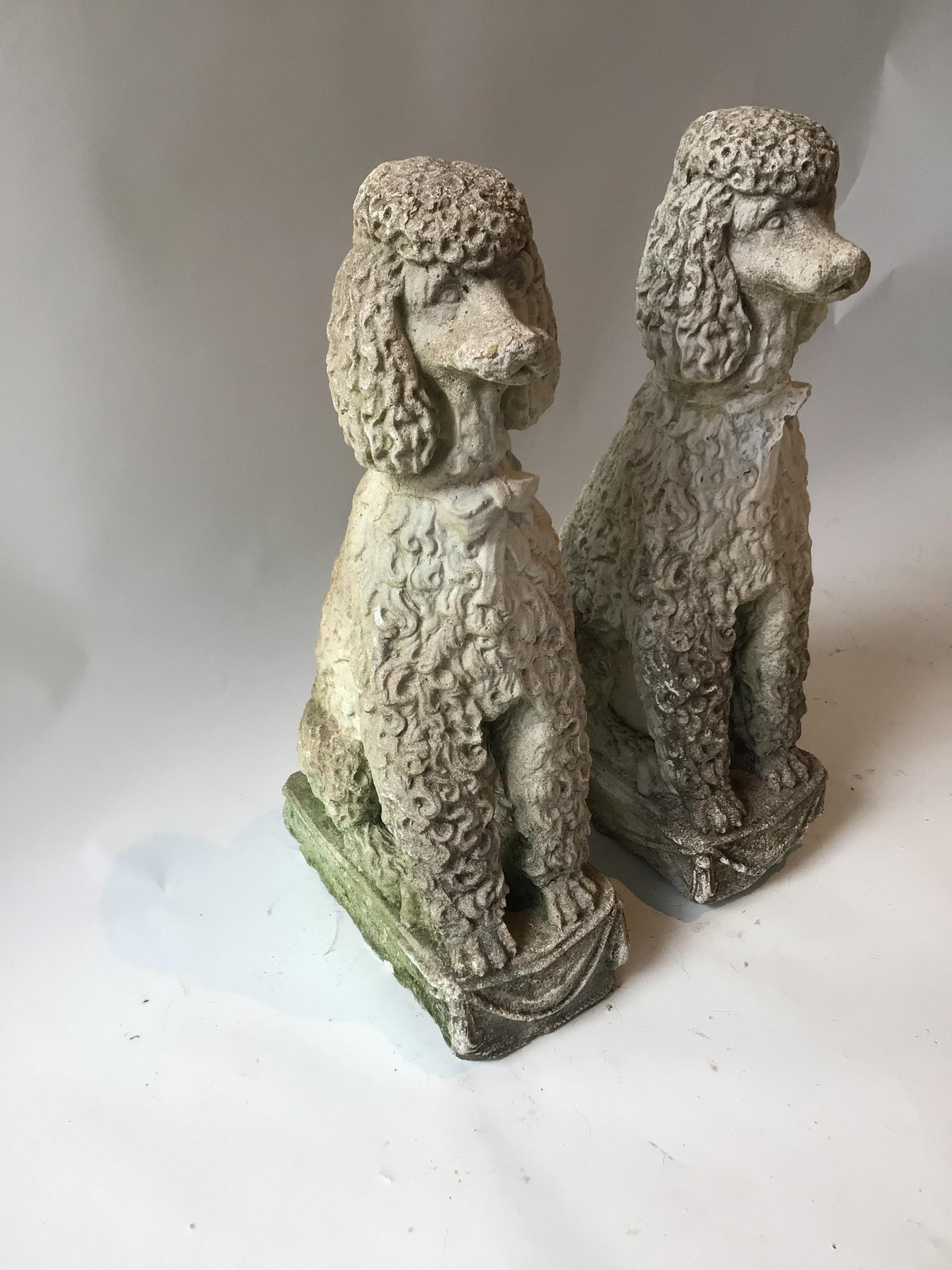Pair of 1960s Concrete Poodles In Fair Condition In Tarrytown, NY