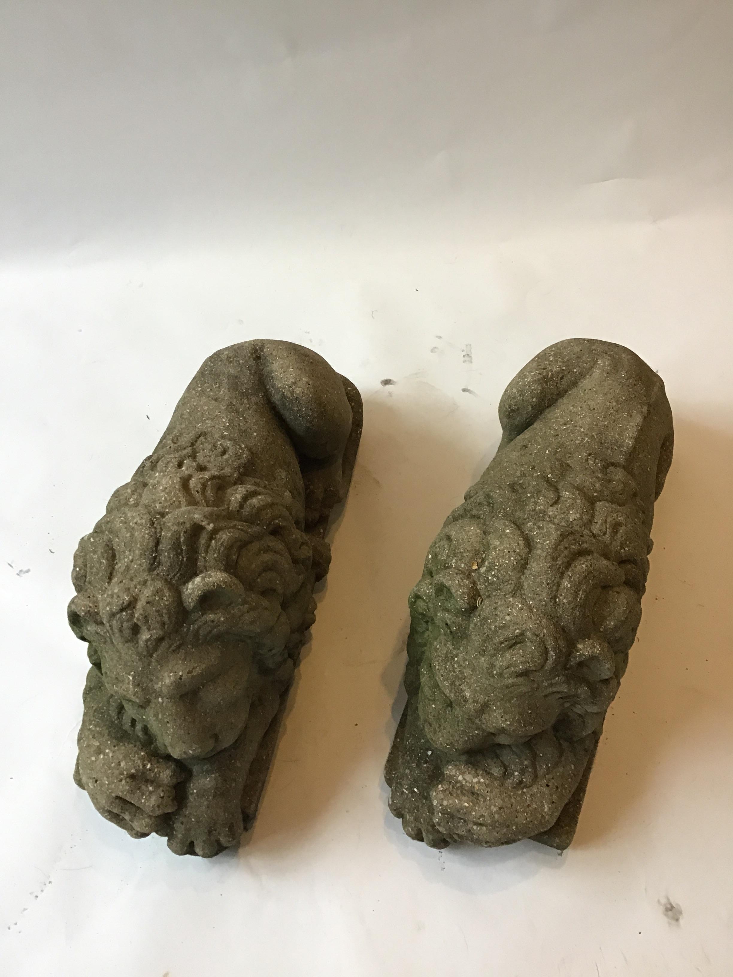 Pair of 1960s Concrete Sleepy Lions In Good Condition In Tarrytown, NY