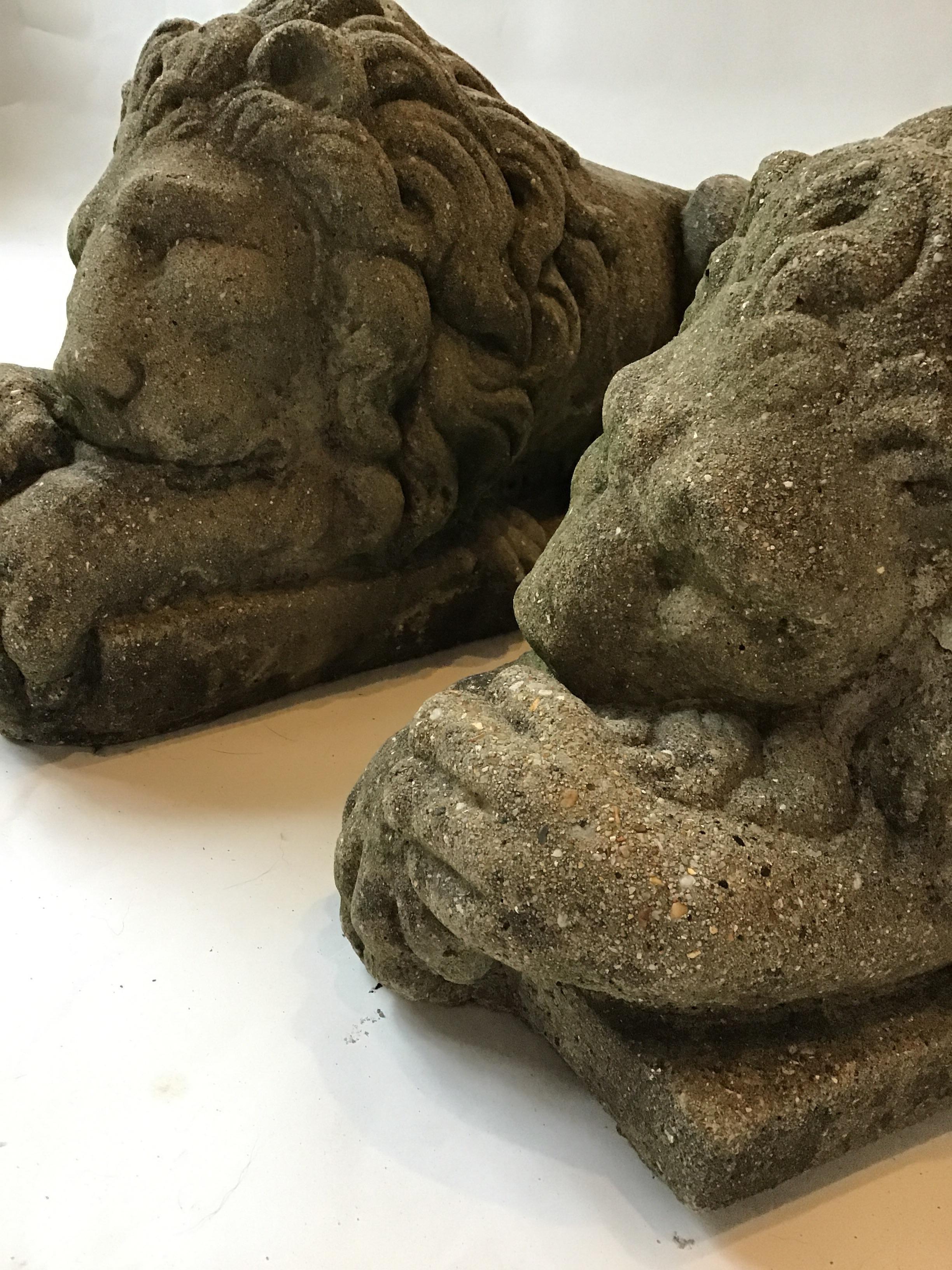 Mid-20th Century Pair of 1960s Concrete Sleepy Lions