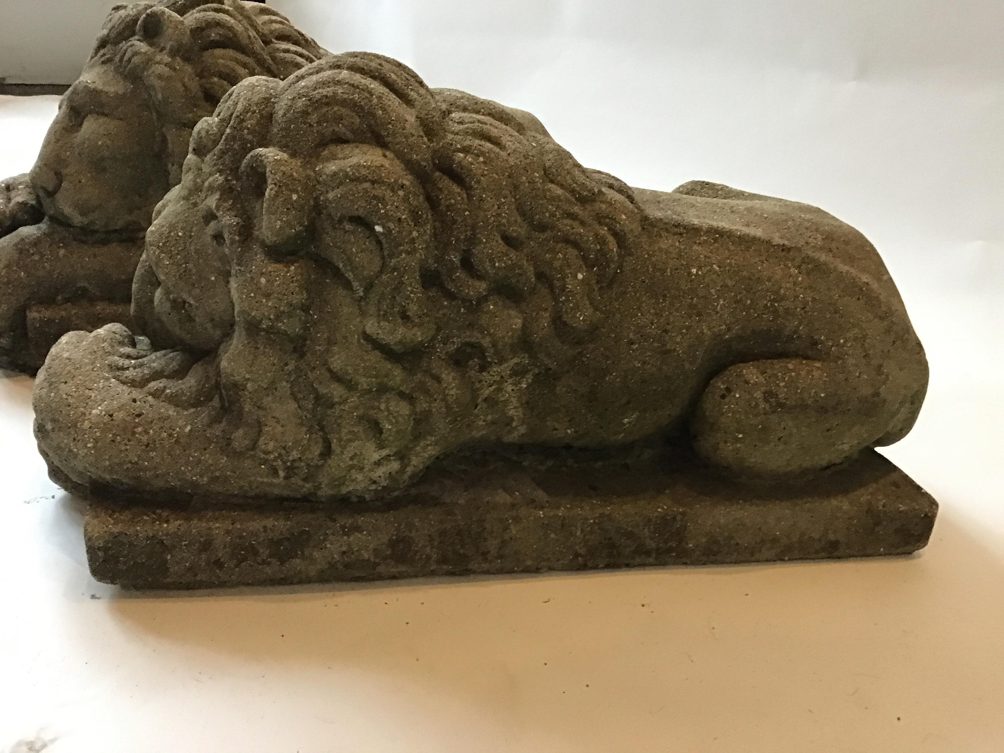 Pair of 1960s Concrete Sleepy Lions 1