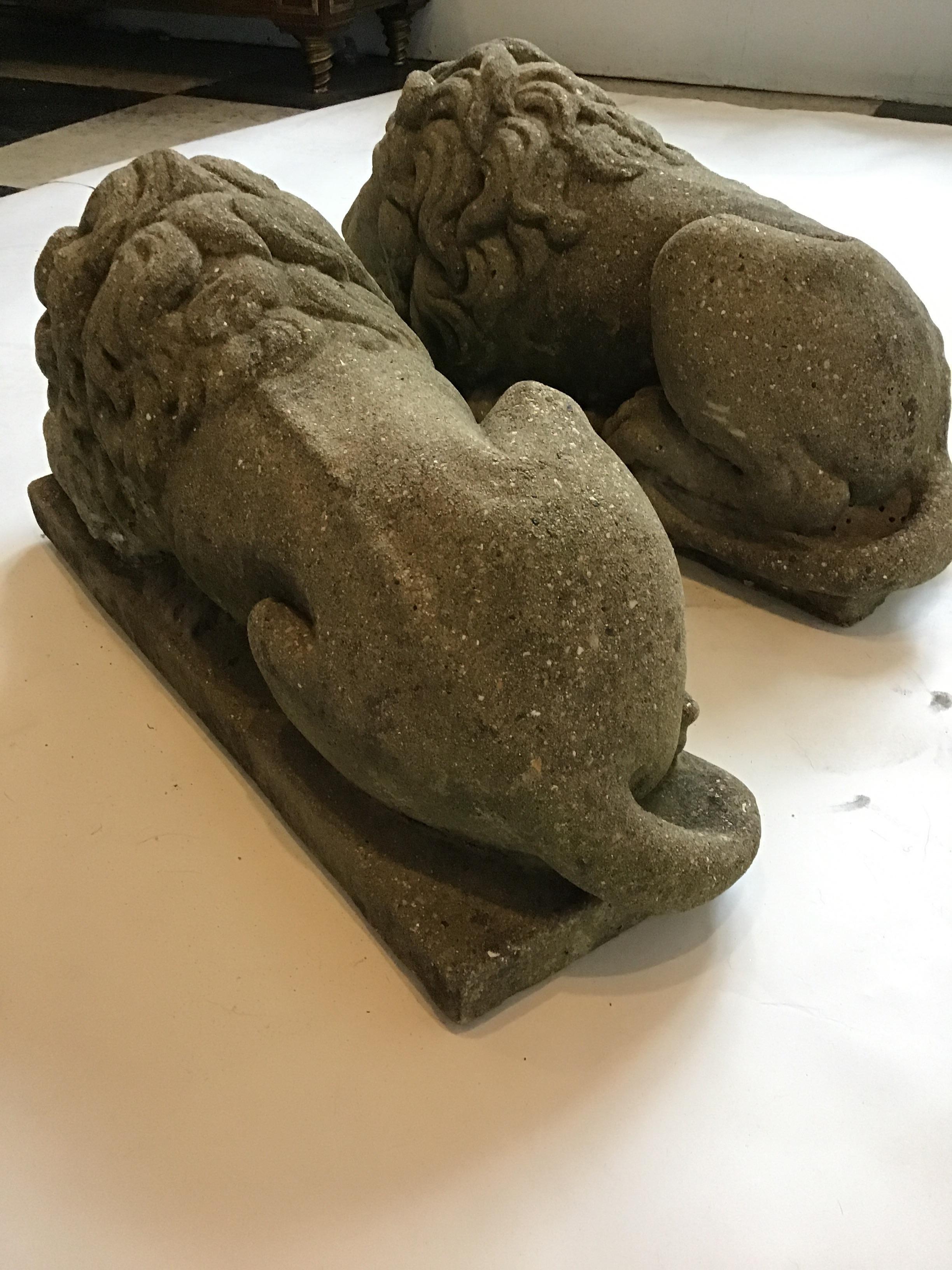 Pair of 1960s Concrete Sleepy Lions 2