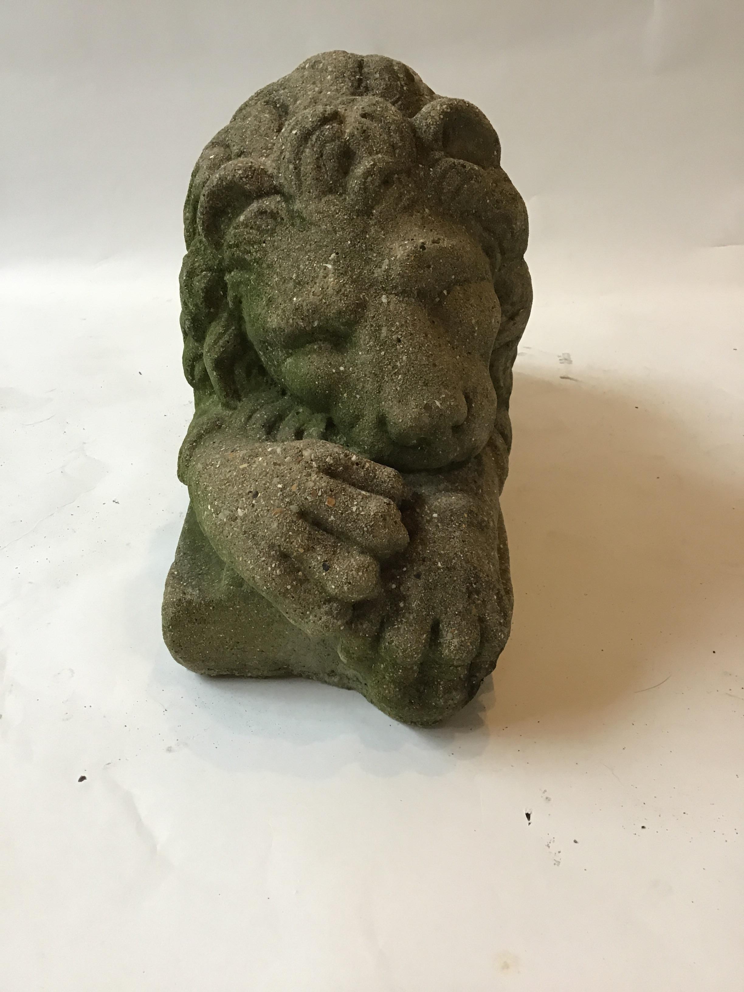 Pair of 1960s Concrete Sleepy Lions 3