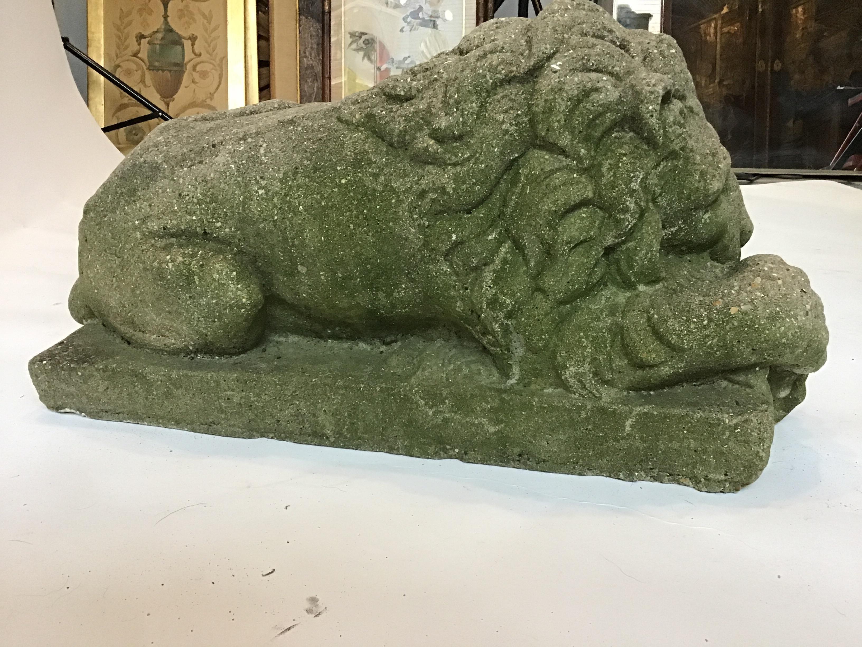 Pair of 1960s Concrete Sleepy Lions 4