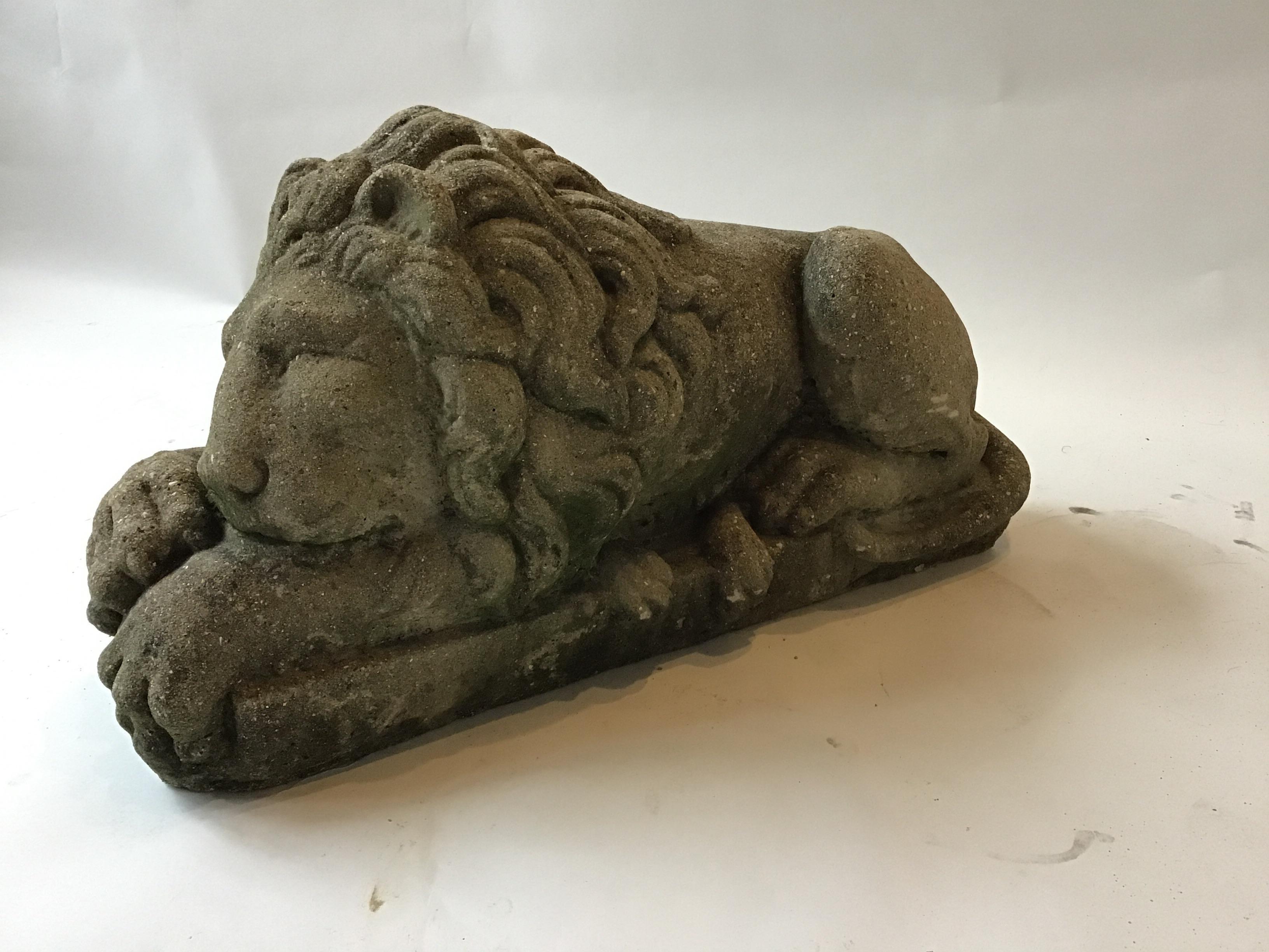 Pair of 1960s Concrete Sleepy Lions 5