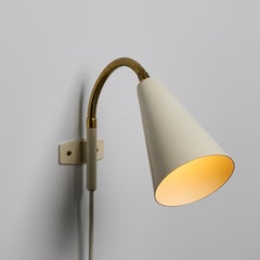 Pair of 1960s Conical Brass & Metal Wall Lamps Attributed to Hans Agne Jakobsson