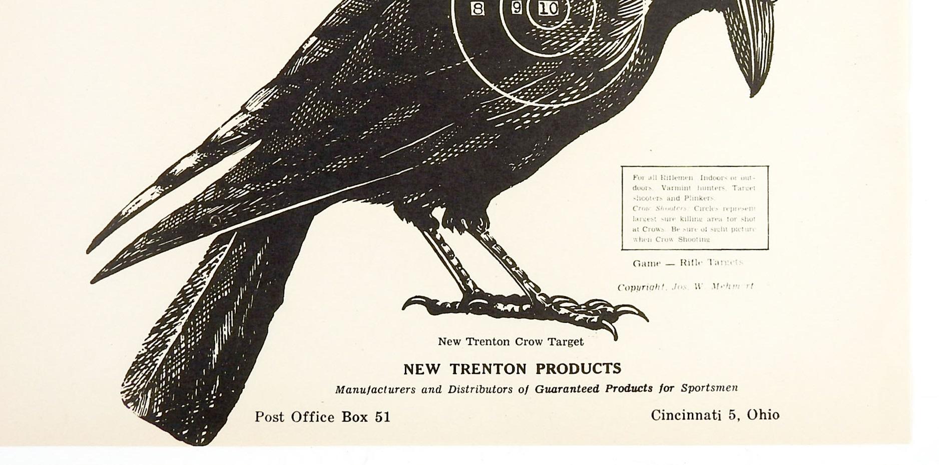 Paire de cibles en papier Trenton noir et blanc Crow Raven des années 1960 Bon état - En vente à Seguin, TX
