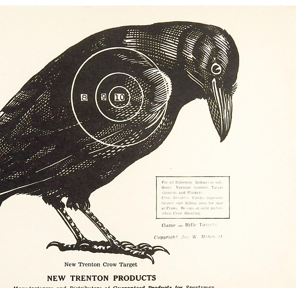 20ième siècle Paire de cibles en papier Trenton noir et blanc Crow Raven des années 1960 en vente
