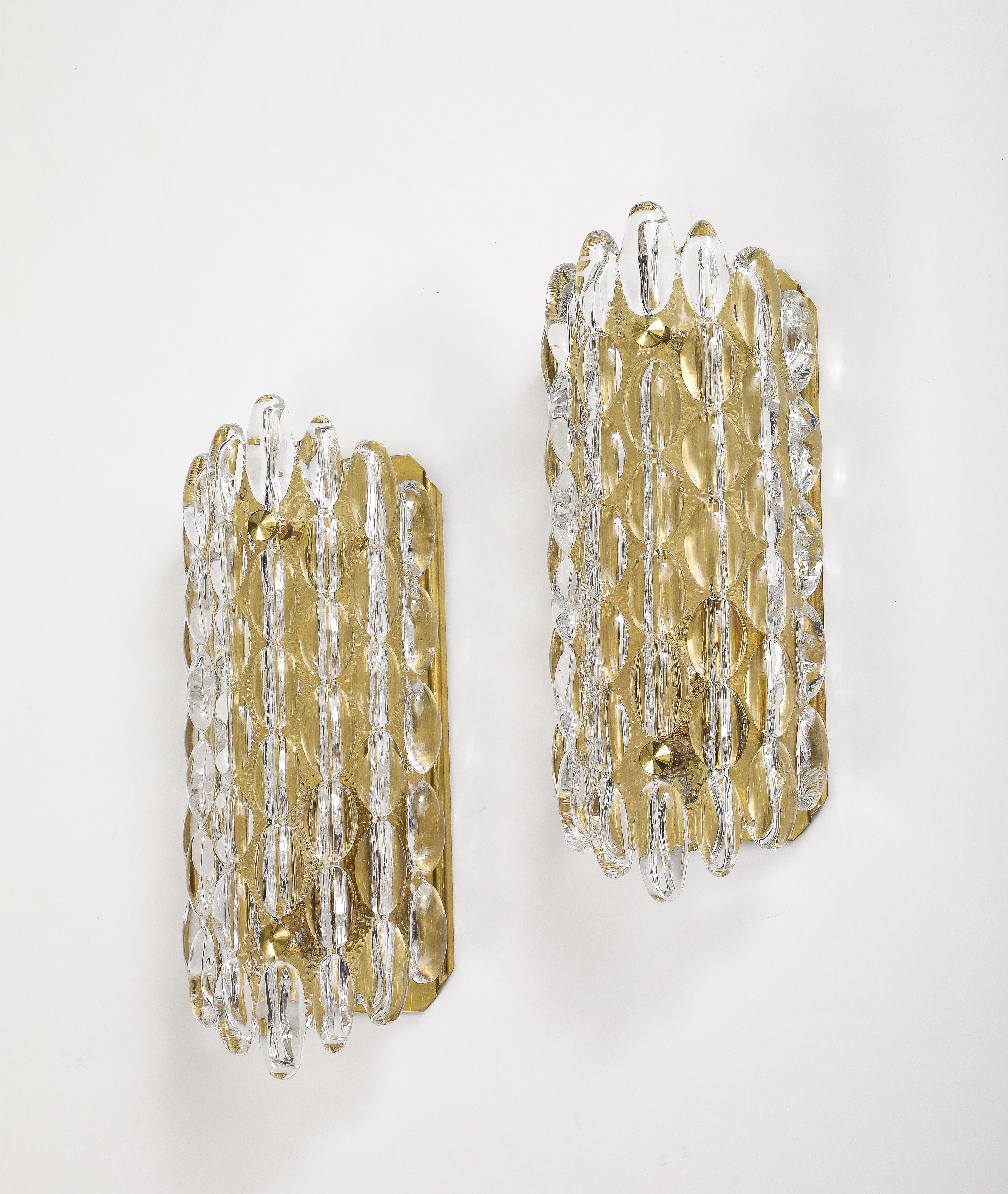 Pair of 1960's Crystal Bubble sconces designed by Carl Fagerlund for Orrefors.
The sconces have been Newly rewired for the US