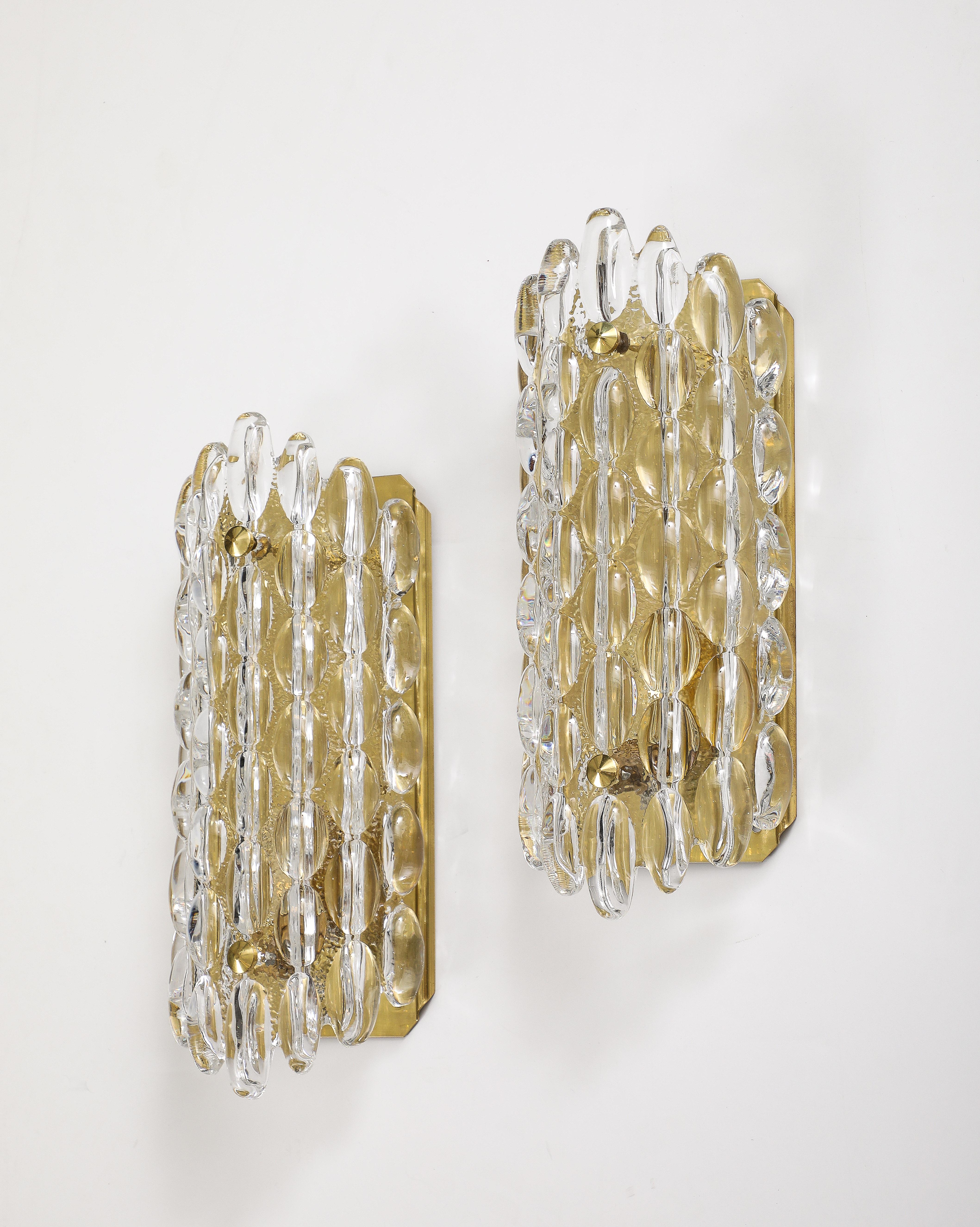 Pair Of 1960's Crystal Bubble Sconces by Carl Fagerlund for Orrefors  In Good Condition For Sale In New York, NY