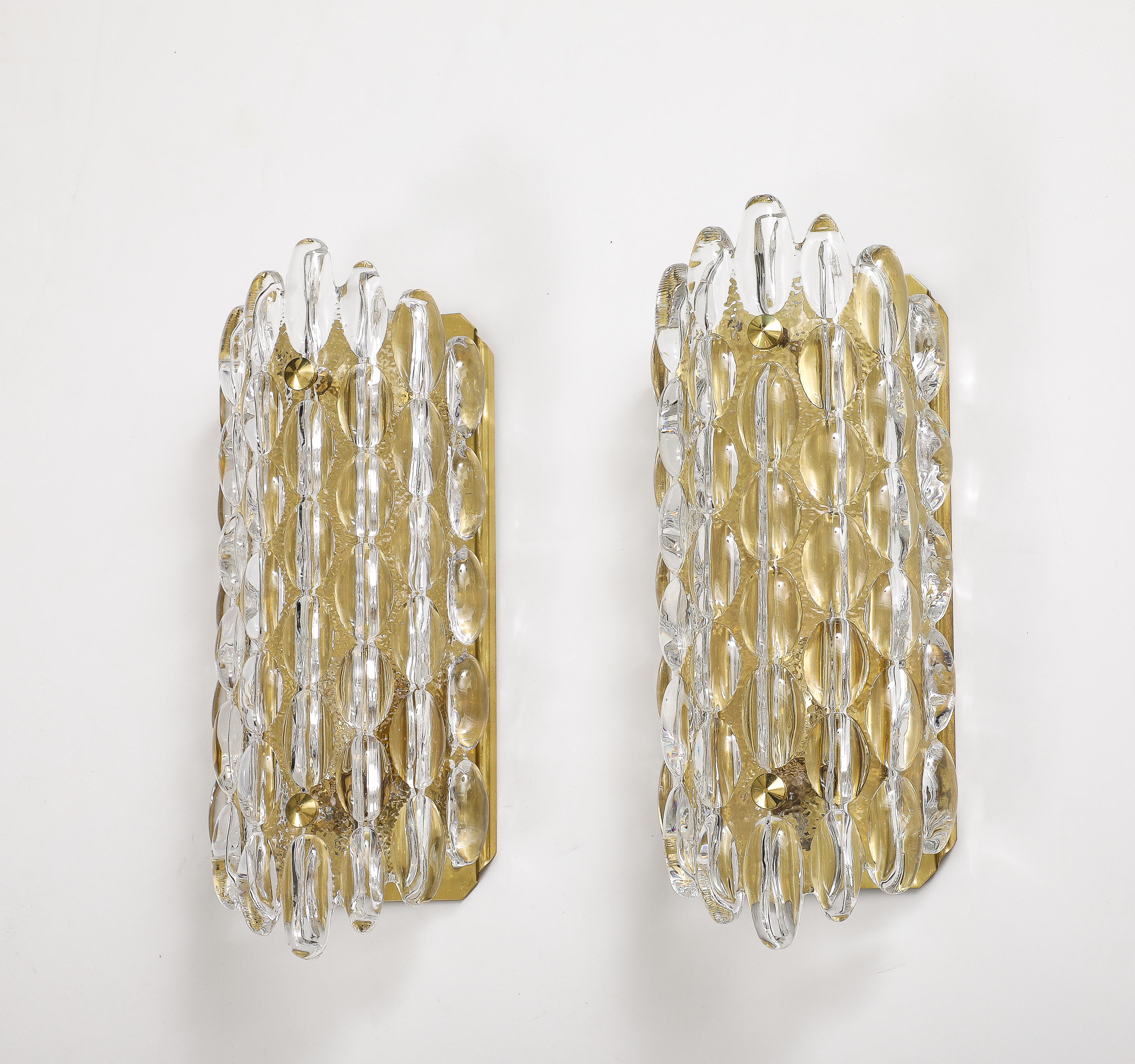 Mid-20th Century Pair Of 1960's Crystal Bubble Sconces by Carl Fagerlund for Orrefors  For Sale