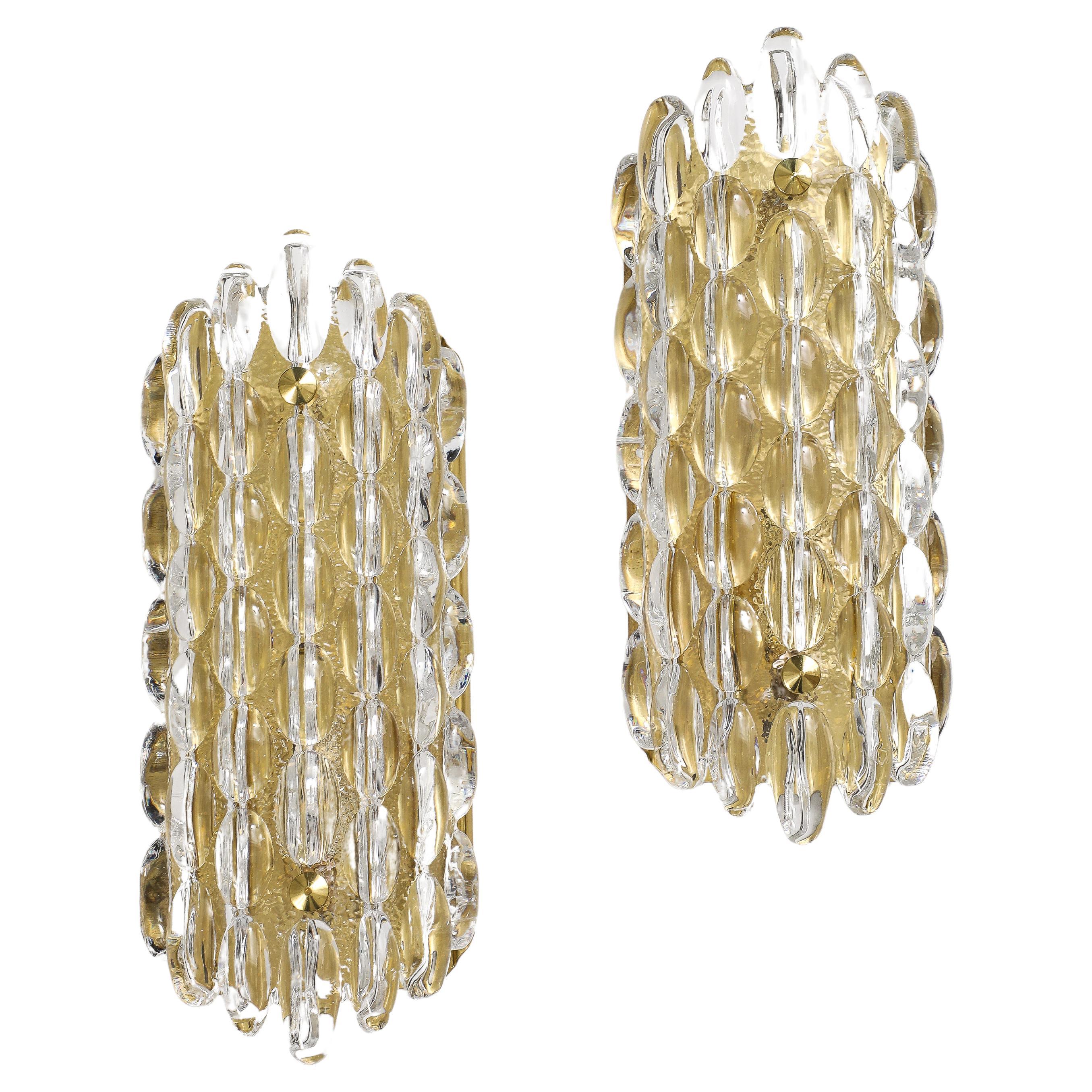 Pair Of 1960's Crystal Bubble Sconces by Carl Fagerlund for Orrefors  For Sale