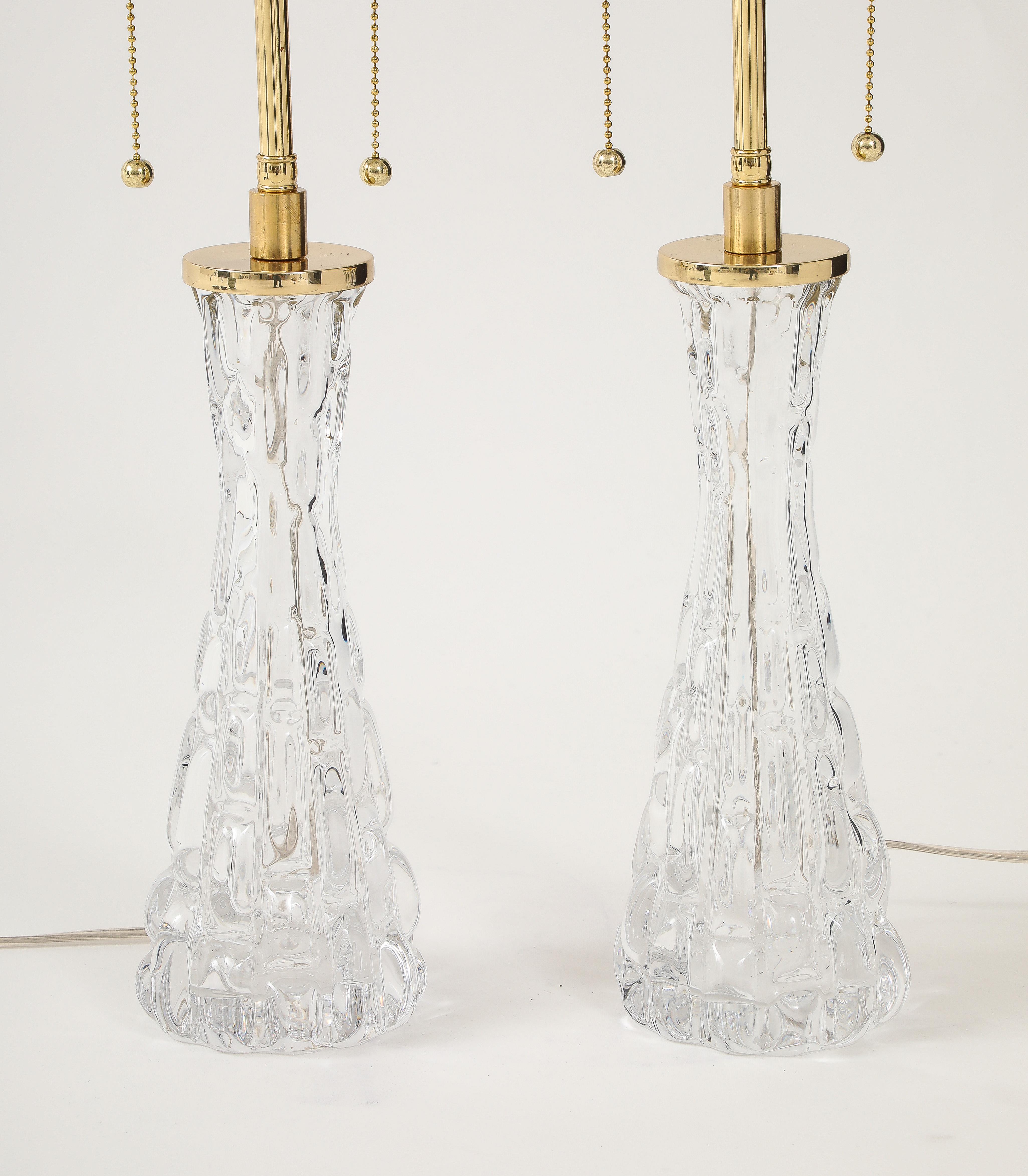 Mid-Century Modern Pair of 1960's Crystal lamps by Carl Fagerlund for Orrefors. For Sale
