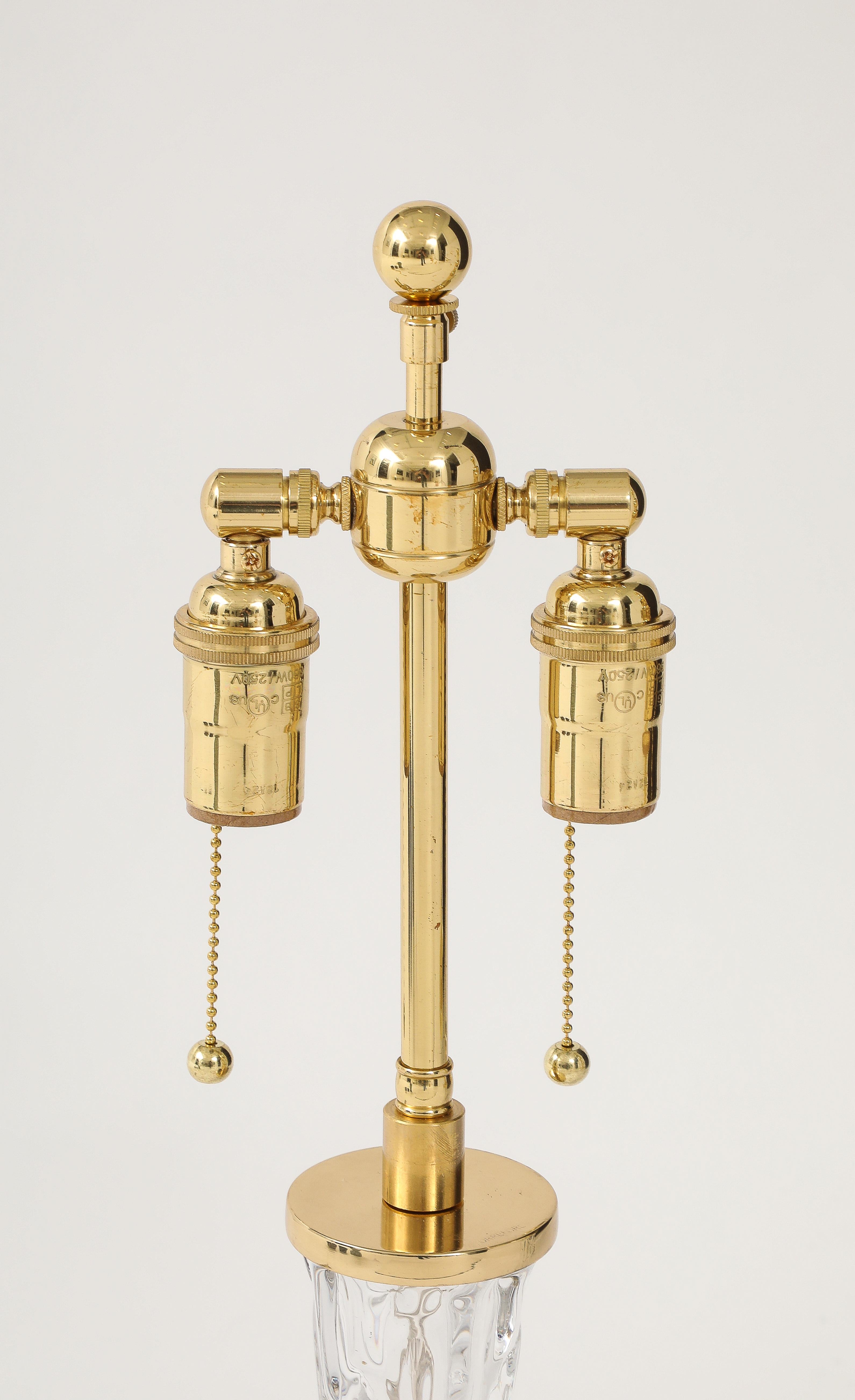 Mid-20th Century Pair of 1960's Crystal lamps by Carl Fagerlund for Orrefors. For Sale