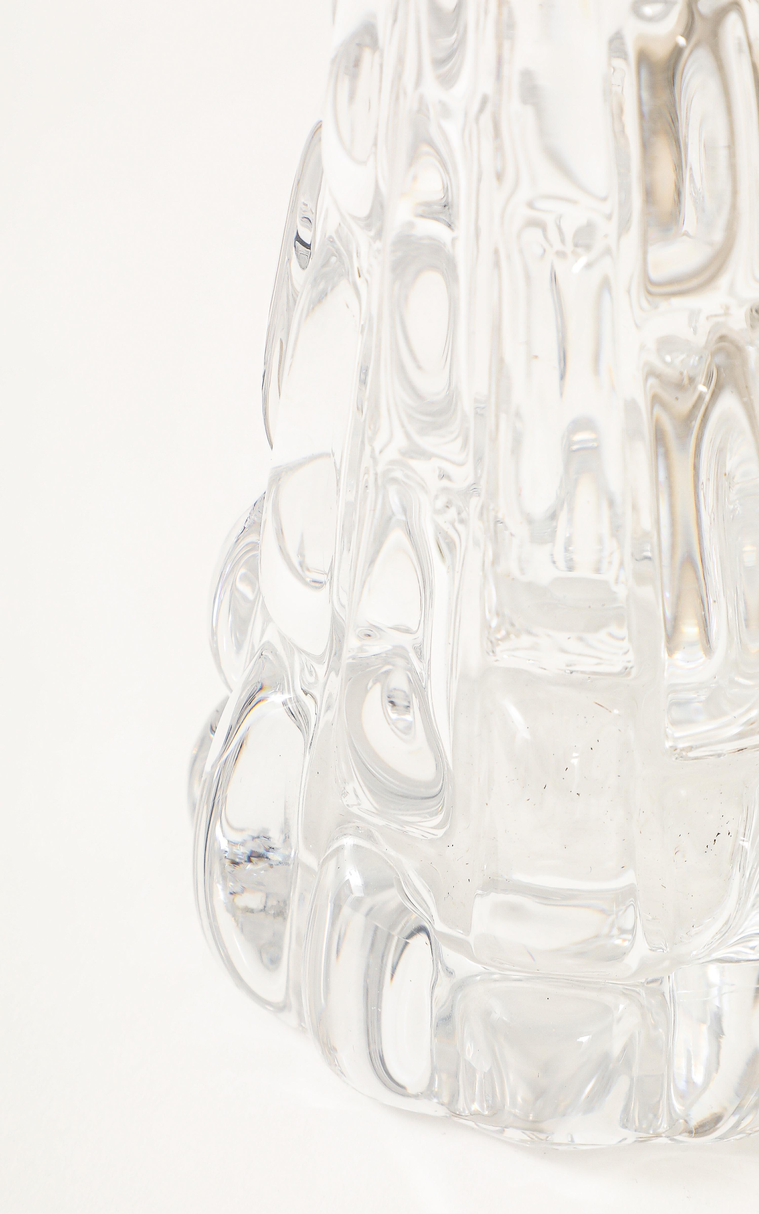 Brass Pair of 1960's Crystal lamps by Carl Fagerlund for Orrefors. For Sale