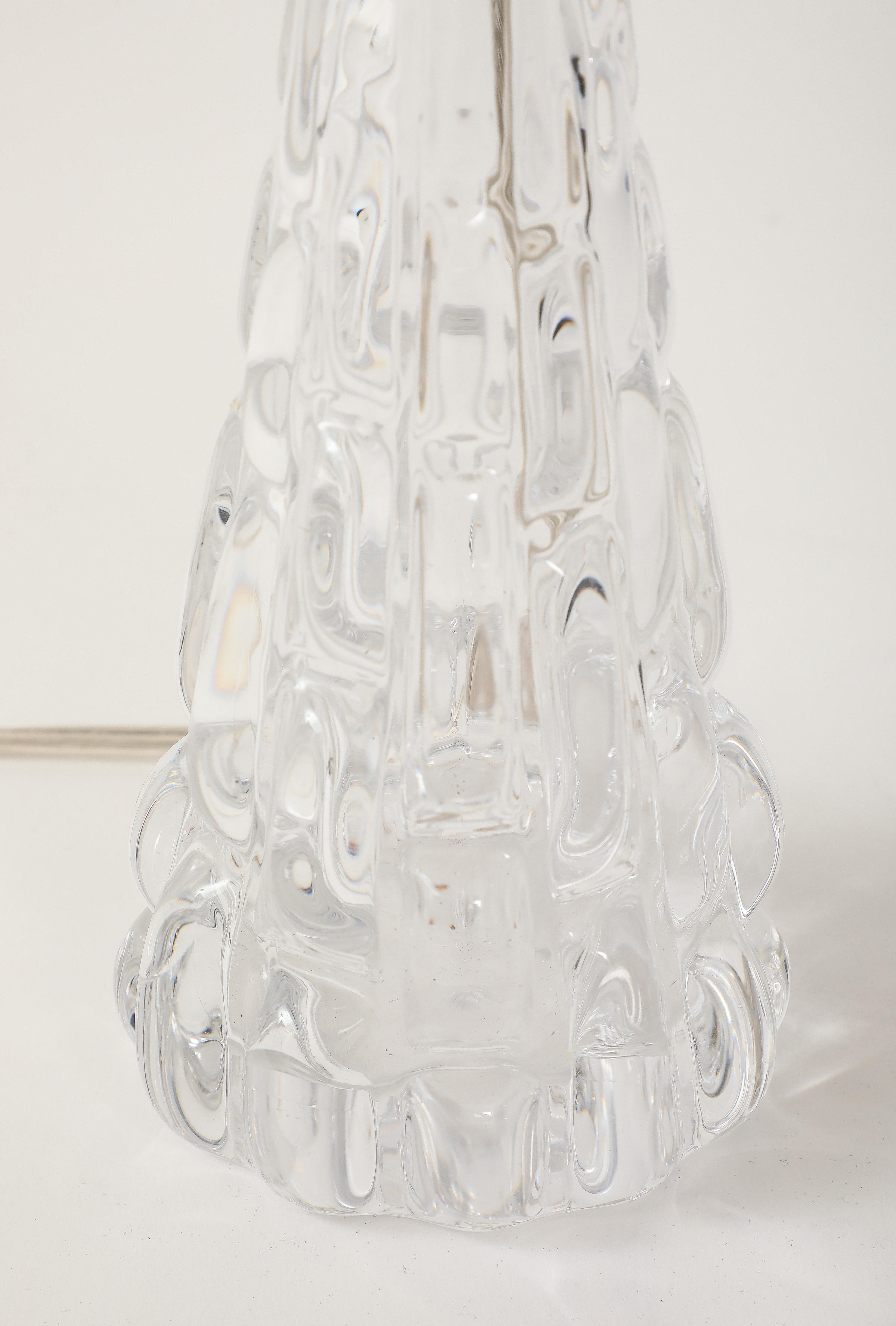 Pair of 1960's Crystal lamps by Carl Fagerlund for Orrefors. For Sale 1