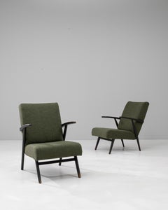 Czech Upholstered Armchairs, Mid-Century Design, Wood Frame, 1960s