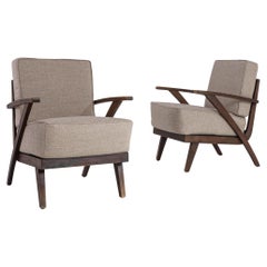 Vintage Pair Of 1960s Czech Upholstered Armchairs