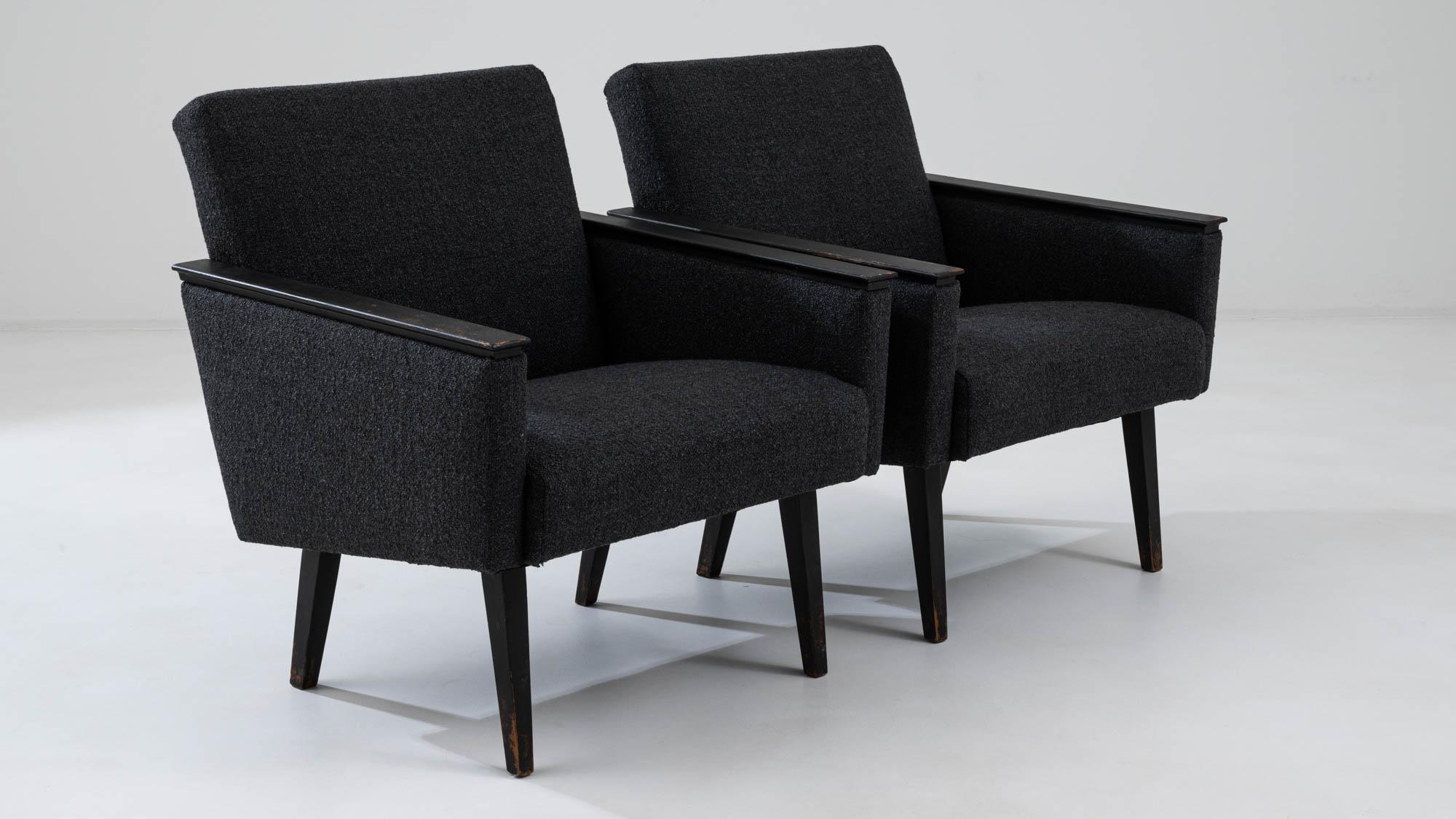 Pair of 1960s Czechia Upholstered Armchairs For Sale 5