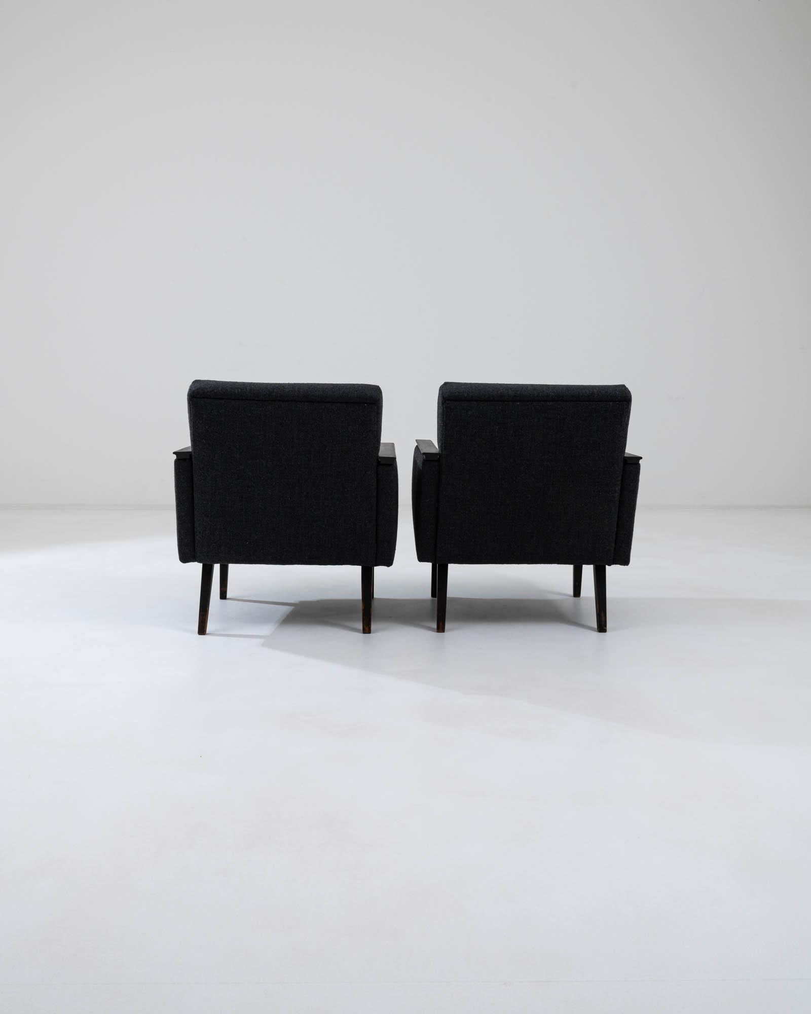Pair of 1960s Czechia Upholstered Armchairs For Sale 1