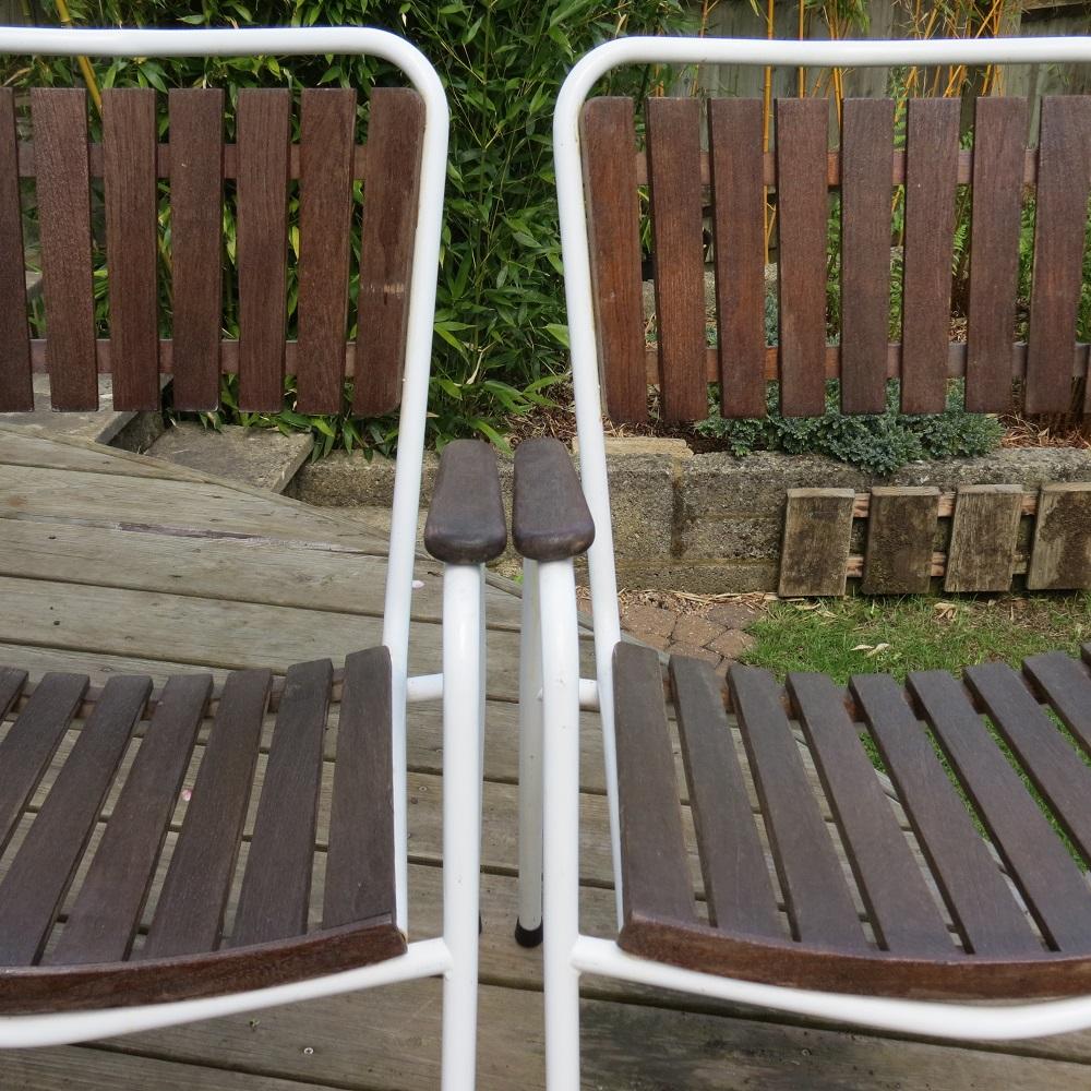 Machine-Made Pair of 1960s Danish Daneline Stackable Teak Garden Chairs