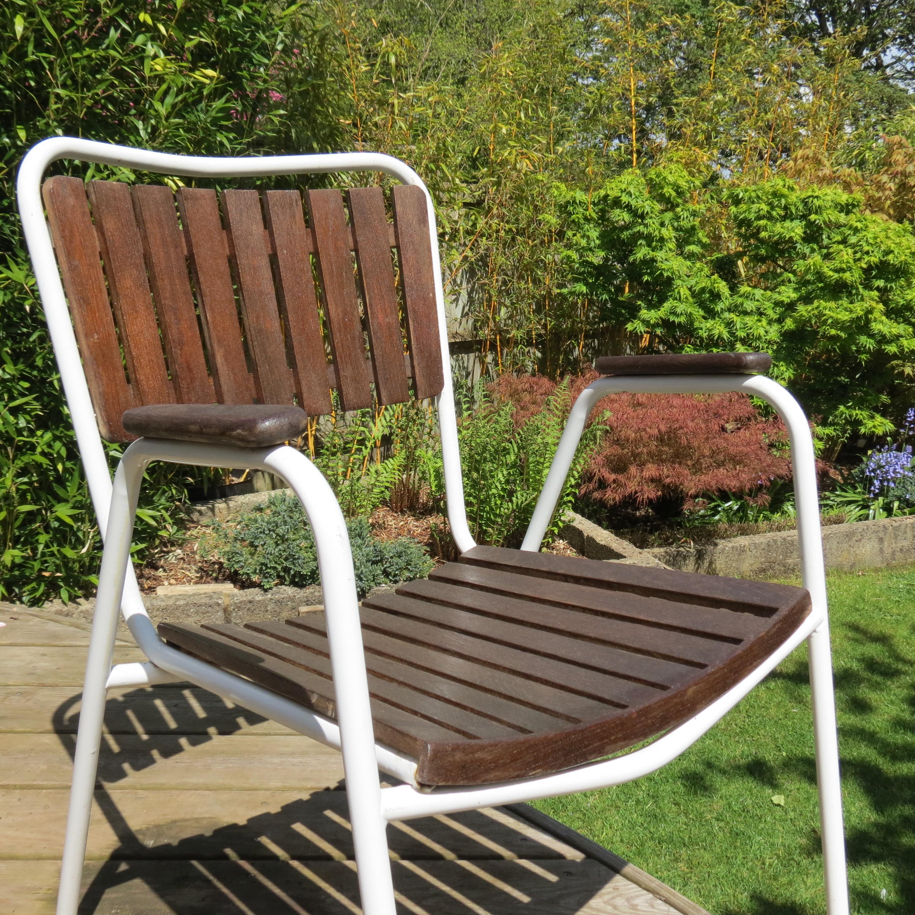 Pair of 1960s Danish Daneline Stackable Teak Garden Chairs 1