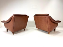 Pair of 1960's Danish Leather Lounge Chairs by Aage Christiansen