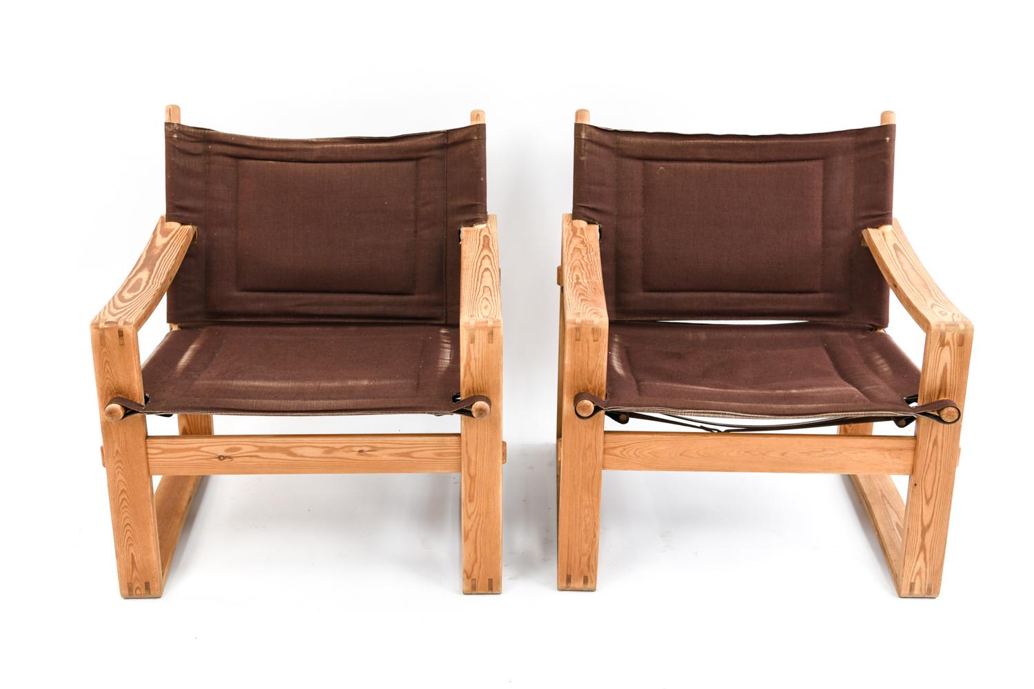 Pair of 1960s Danish Modern Borge Jensen Safari Sling Armchairs 1
