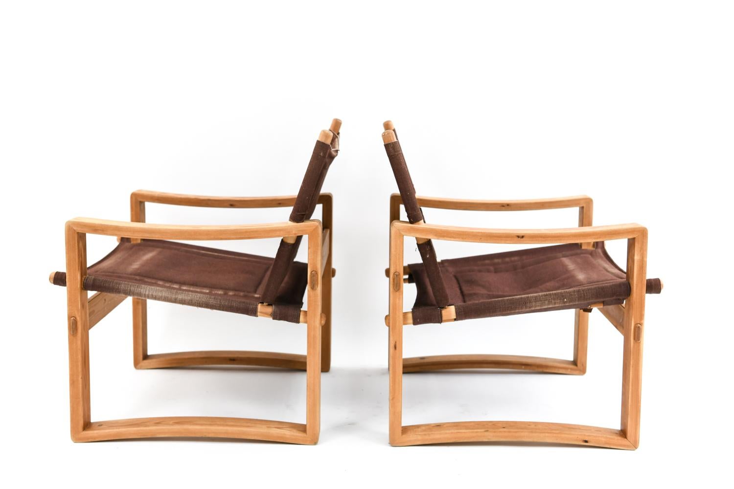 Pair of 1960s Danish Modern Borge Jensen Safari Sling Armchairs 2