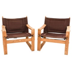 Pair of 1960s Danish Modern Borge Jensen Safari Sling Armchairs