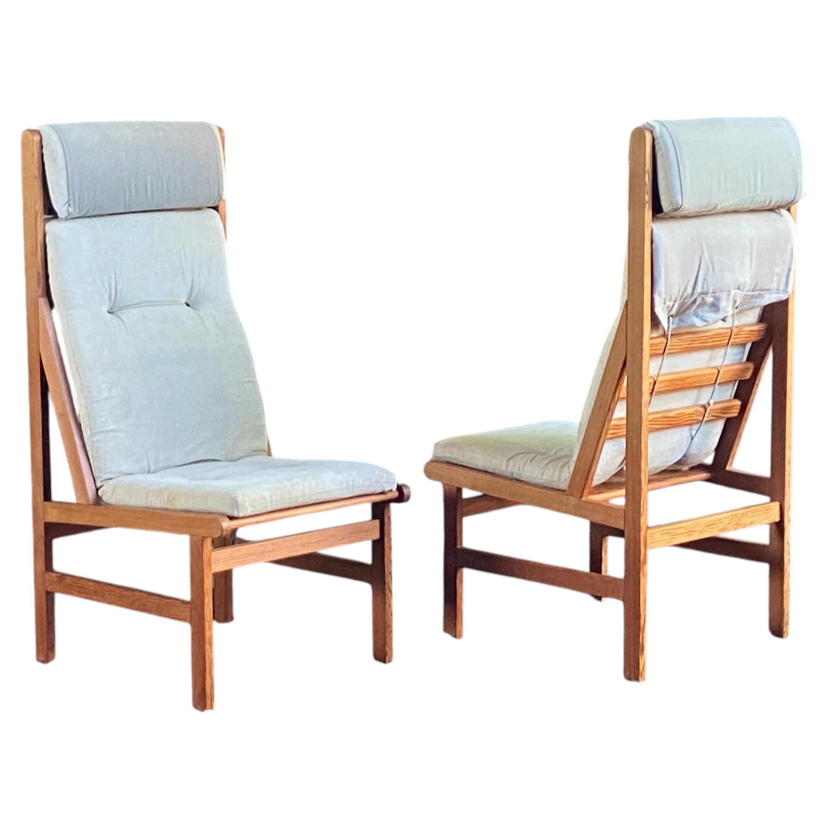Pair of 1960's Danish pine high back Bernt Petersen "rag" side - dining chairs For Sale