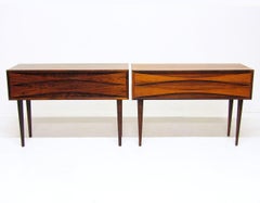 Pair Of 1960s Danish Rosewood Bedside Tables / Cabinets By Niels Clausen