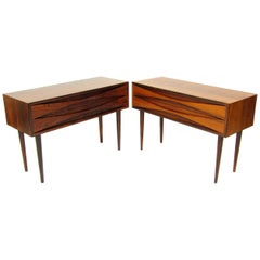 Pair Of 1960s Danish Rosewood Bedside Tables / Cabinets By Niels Clausen