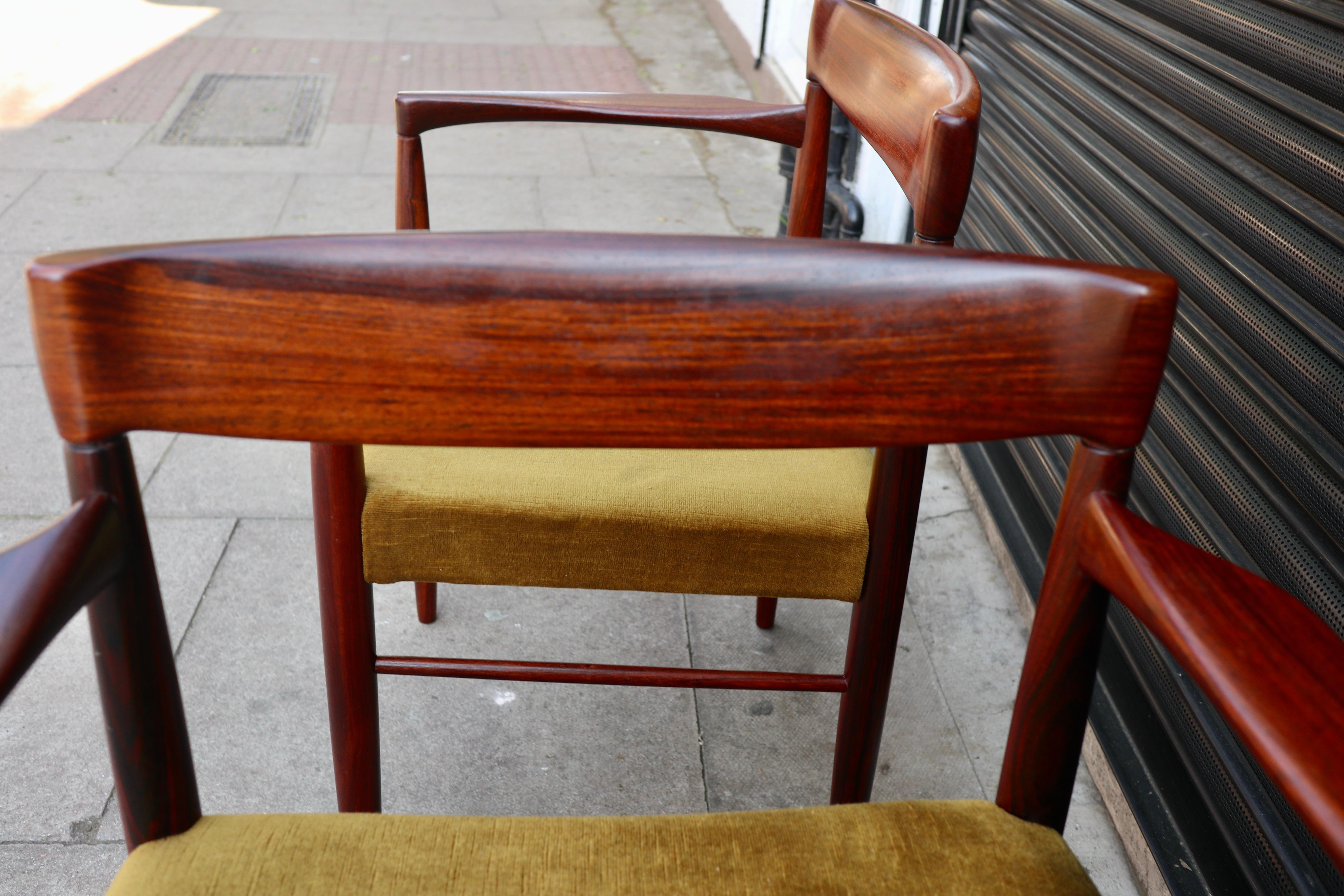 Pair of 1960s Danish rosewood carver chairs by H W Klein for Bramin For Sale 4
