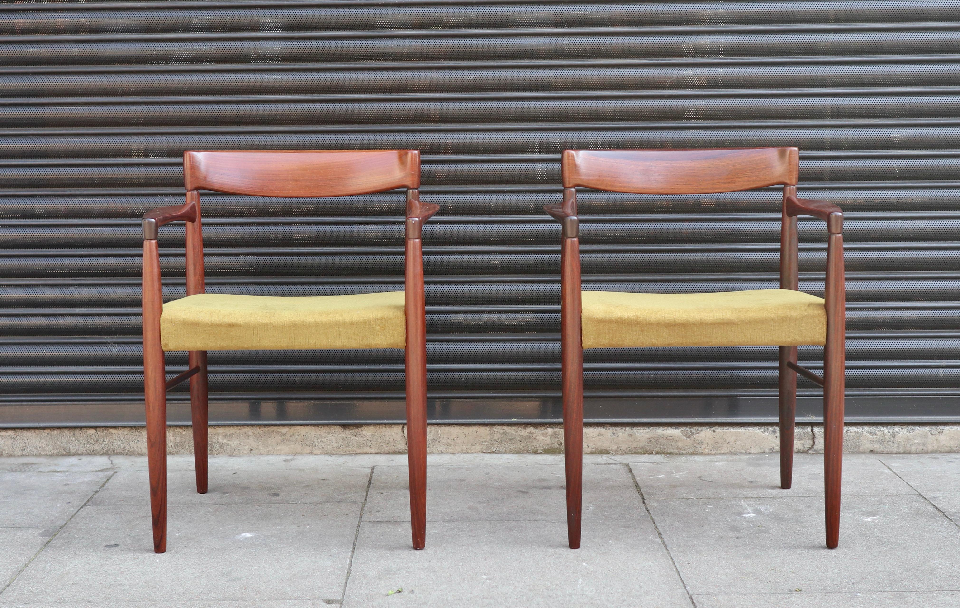 Pair of 1960s Danish rosewood carver chairs by H W Klein for Bramin For Sale 9
