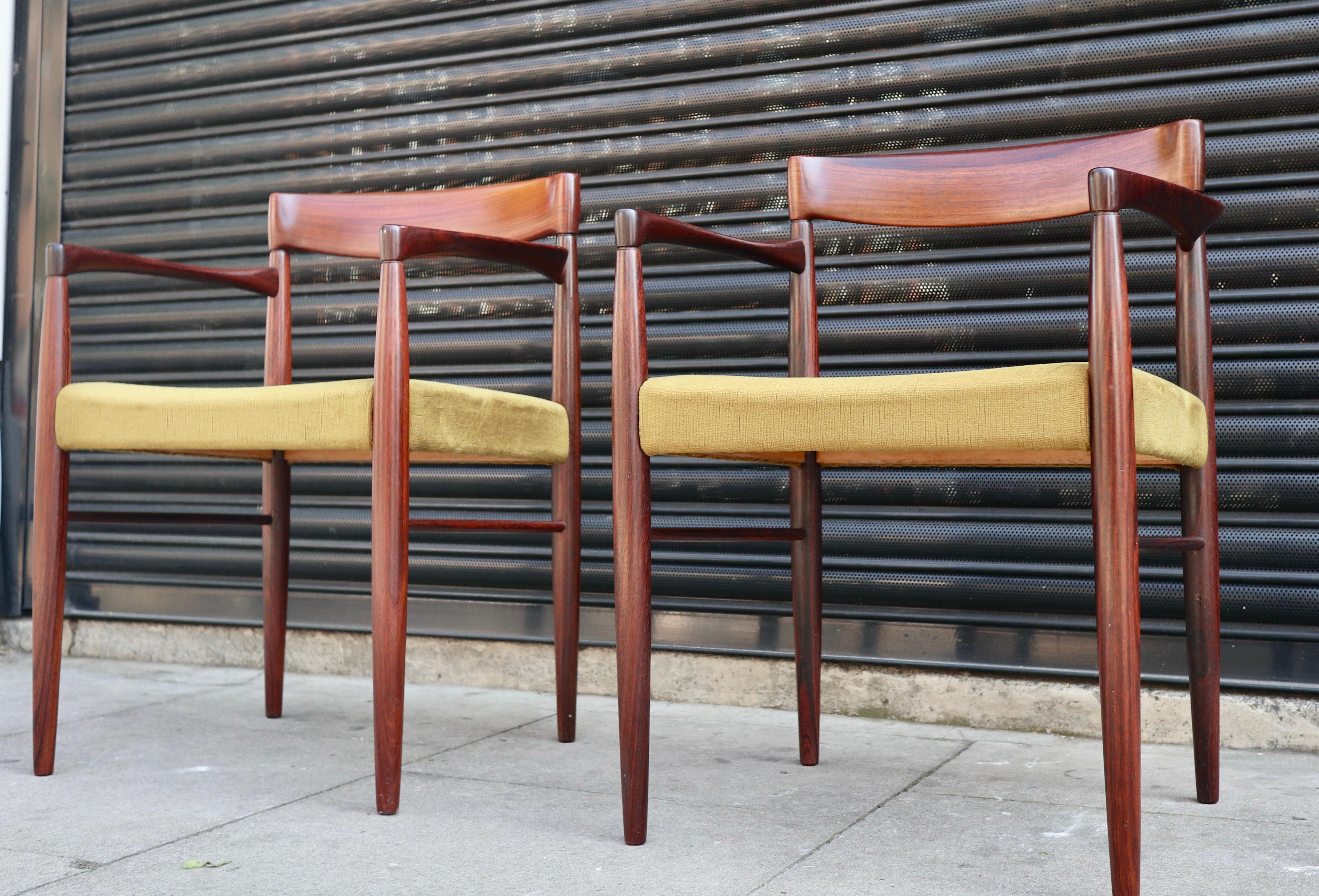 Pair of 1960s Danish rosewood carver chairs by H W Klein for Bramin For Sale 10