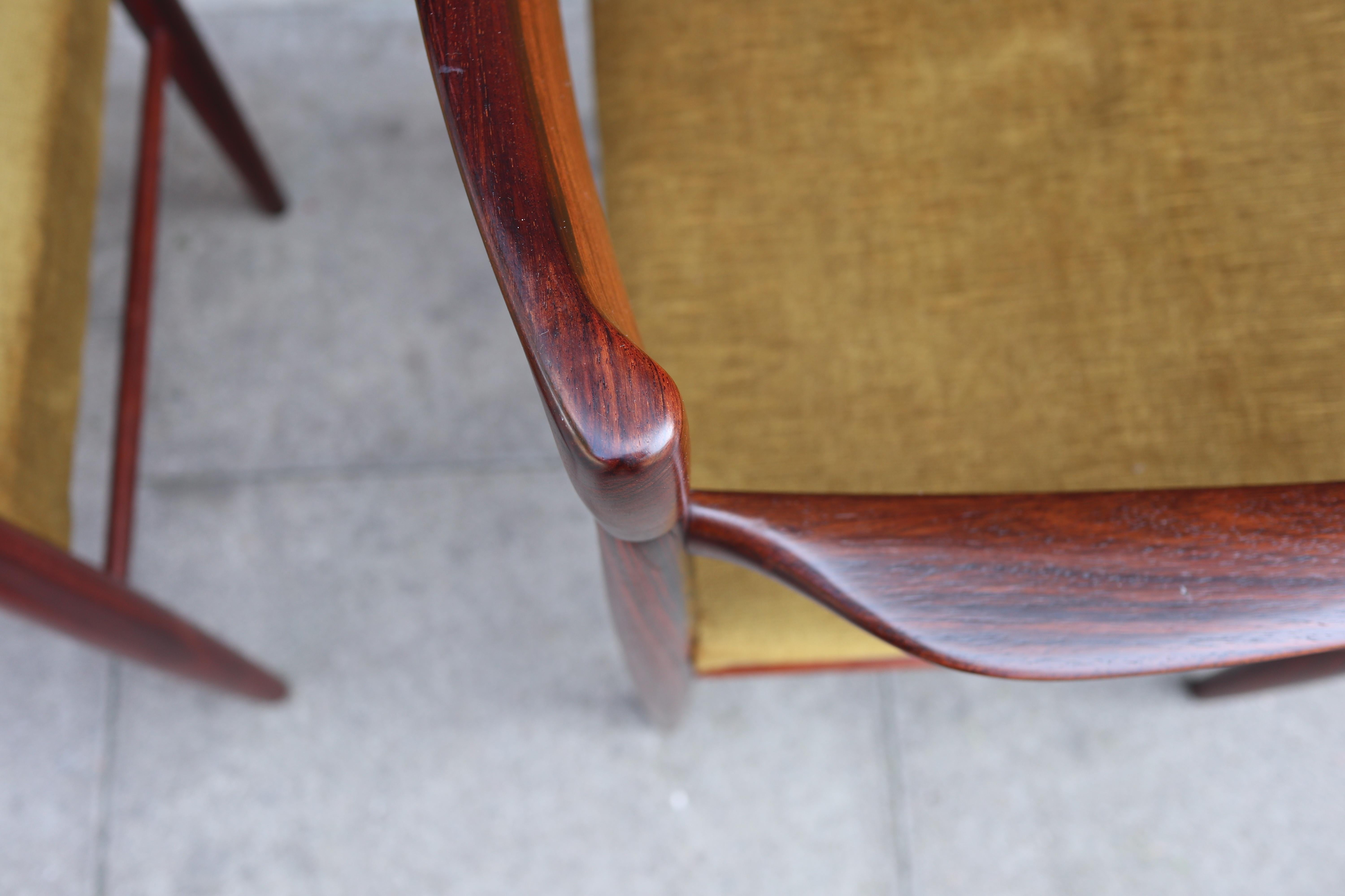 Pair of 1960s Danish rosewood carver chairs by H W Klein for Bramin For Sale 2