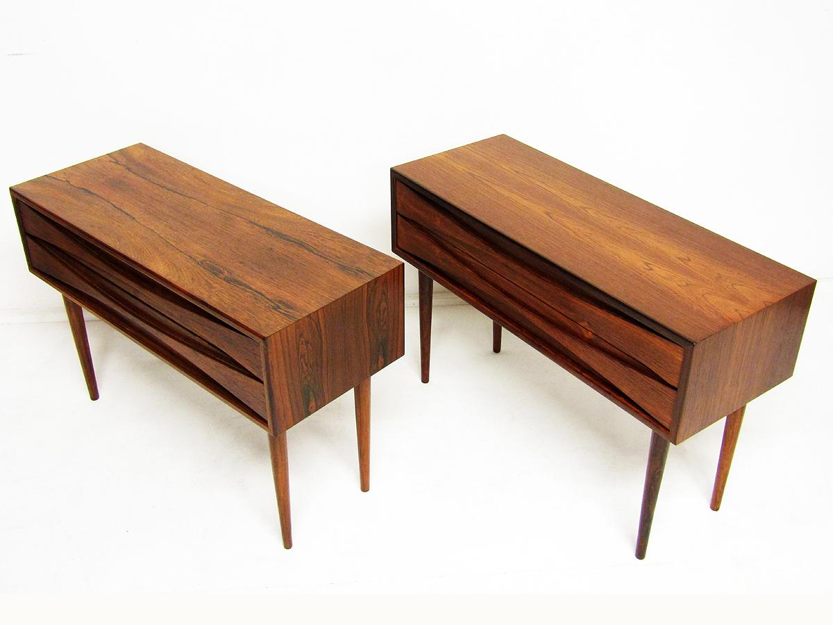 Mid-Century Modern Pair of 1960s Danish Rosewood Side Table Nightstands by Niels Clausen