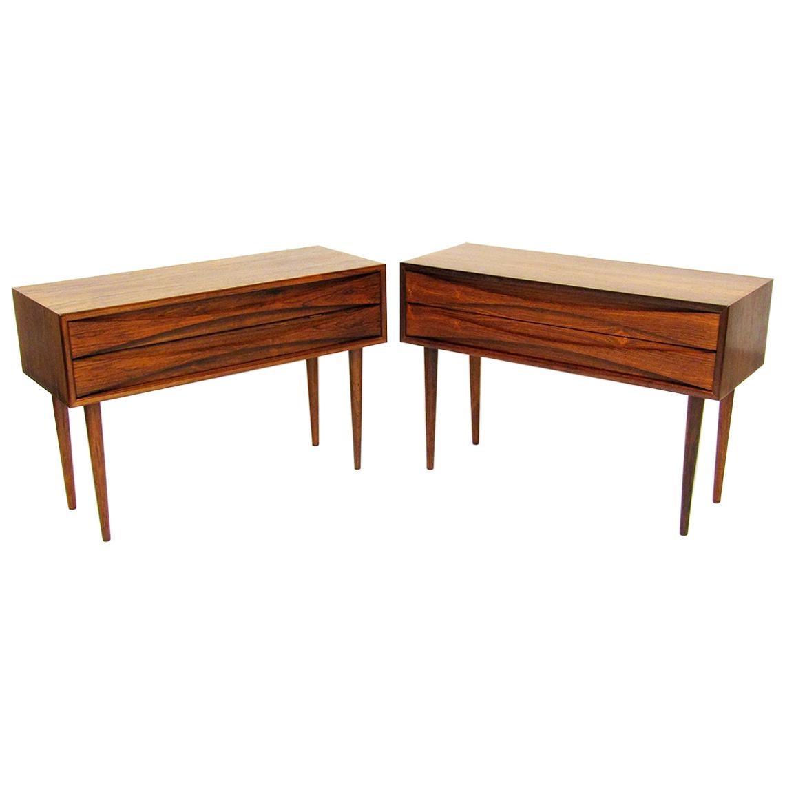 Pair of 1960s Danish Rosewood Side Table Nightstands by Niels Clausen